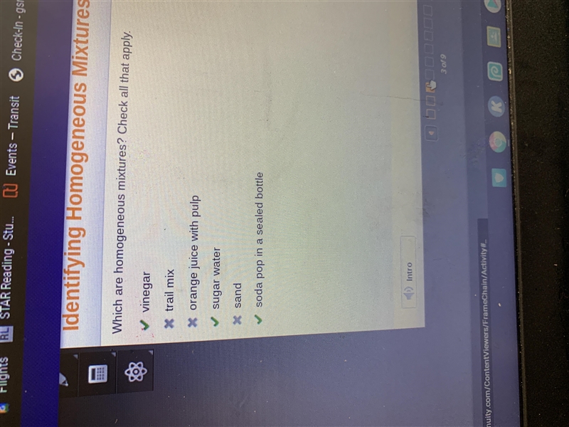 Which are homogeneous mixtures? Check all that apply. vinegar trail mix orange juice-example-1