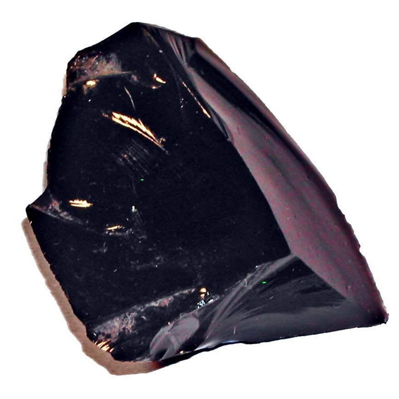 The above picture shows a type of igneous rock called obsidian. Why is the top rock-example-1