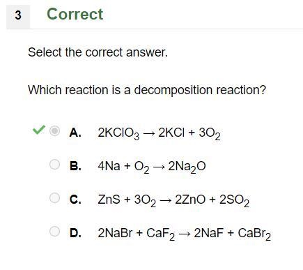 KClO3 ---> KCl + O2 Balance the decomposition chemical reaction. A) KClO3 ---&gt-example-1