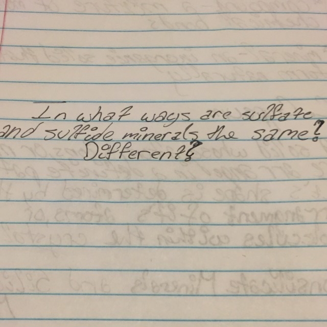 In what ways are sulfate and sulfide minerals the same? In what ways are they different-example-1