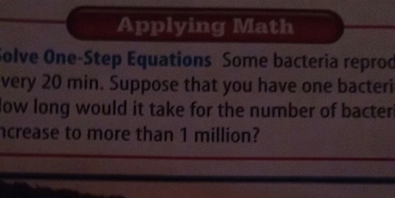 How long will it take for bacteria to increase up to 1 million?-example-1