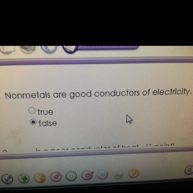 Nonmetals are good conductors of electricity true or false-example-1