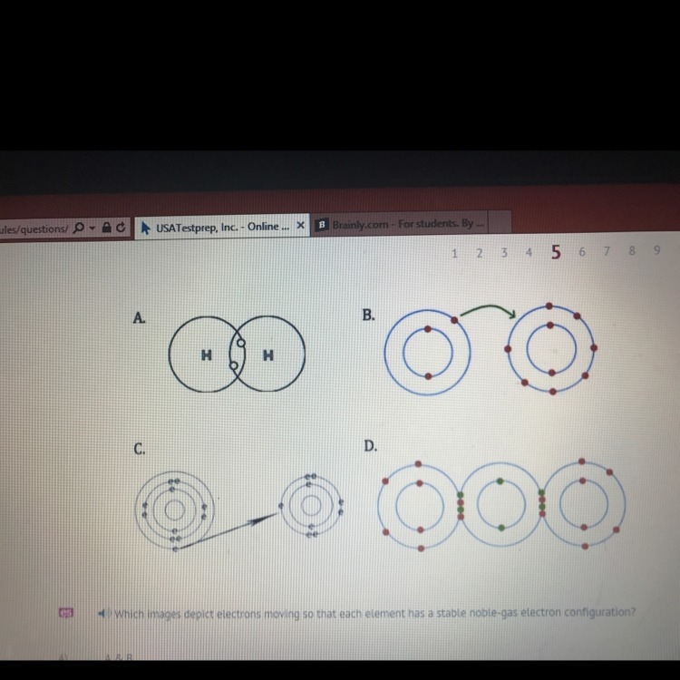 Which image depict electrons moving so that each element has a stable noble-gas electron-example-1