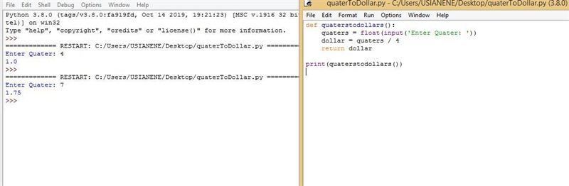 Write a method named quarterstodollars. the method should accept an int argument that-example-1