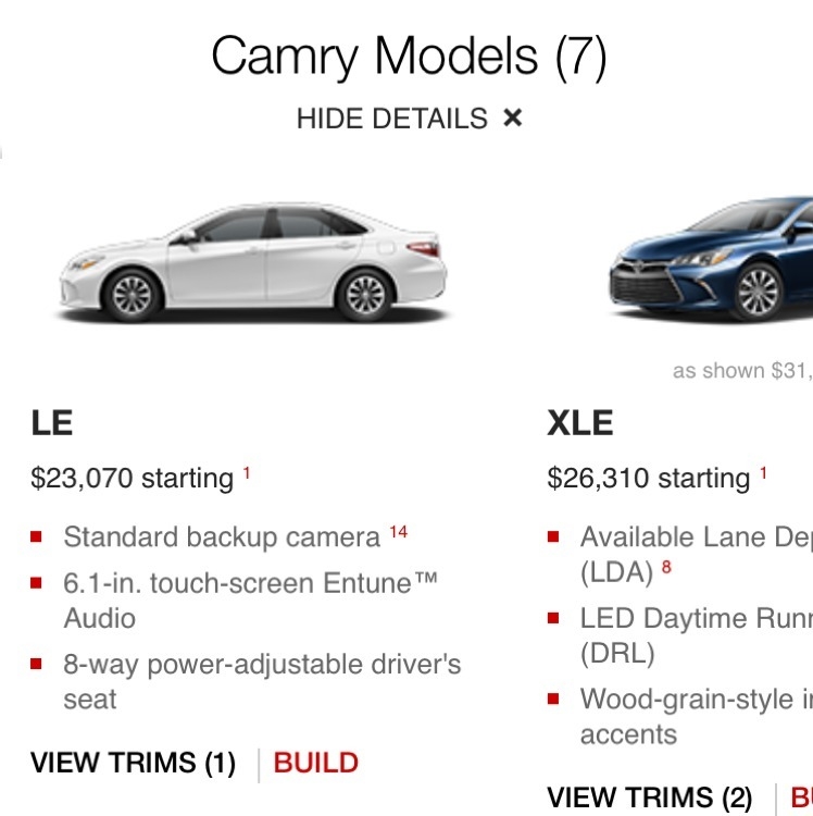 What is the model for 2017 Toyato camtry LE-example-1