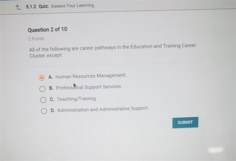 All of the following are career pathways in the education and training career cluster-example-1