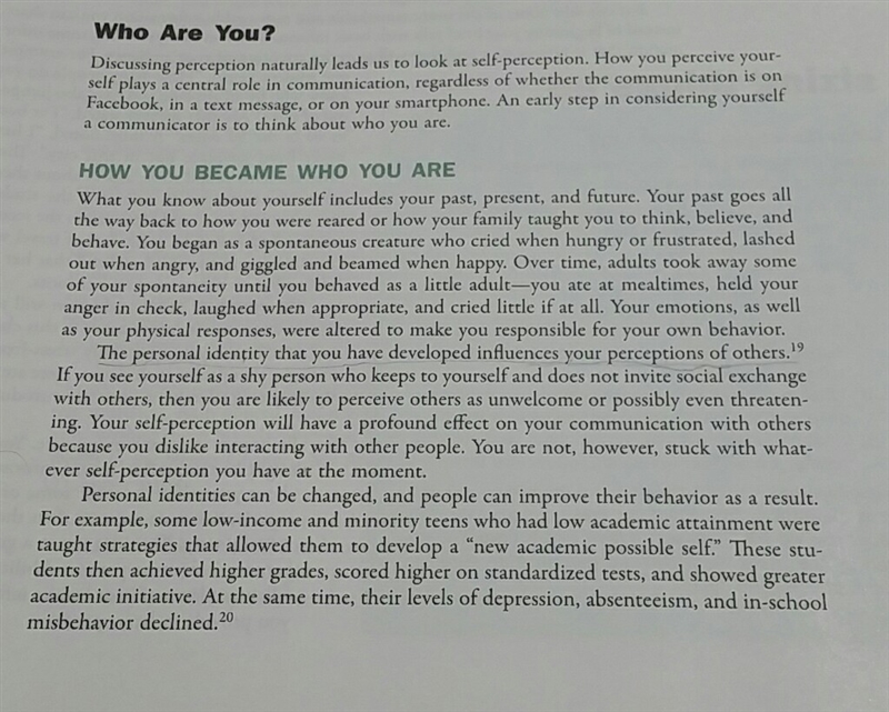 How does personal identity Influences own perception to others?-example-1