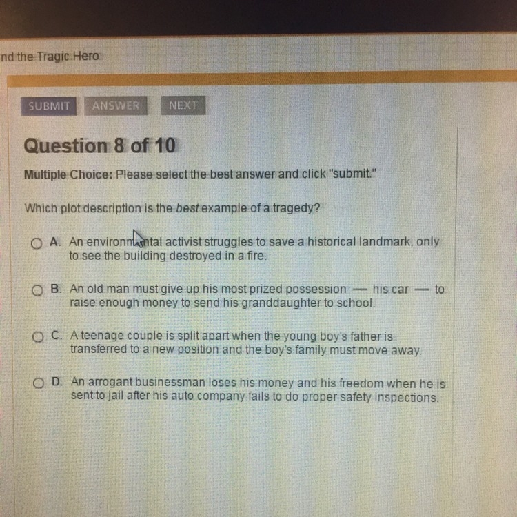 Which plot is the best example of a tragedy?-example-1