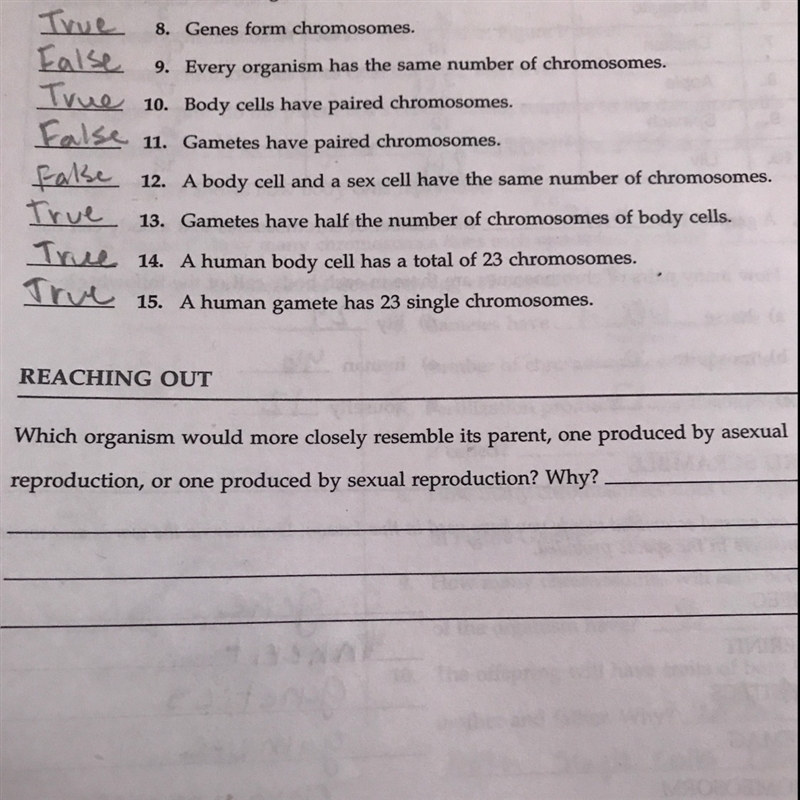 Which organism would more closely resemble its parent, one produced by asexual reproduction-example-1