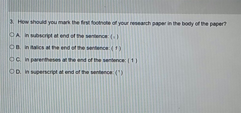 How should you mark the first footnote of your research paper in the body of the paper-example-1