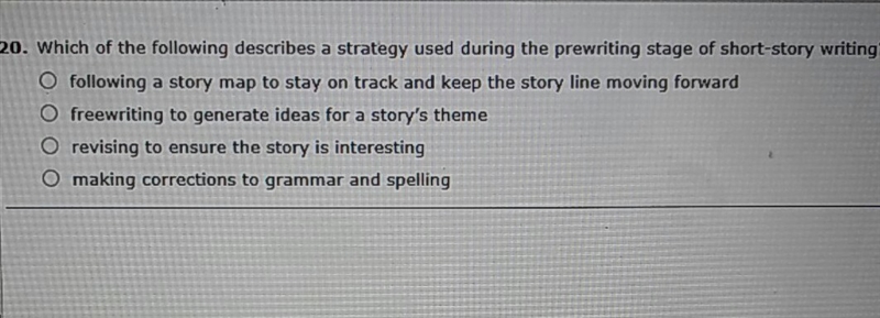 Which of the following describes a strategy used during the prewriting stage of short-example-1