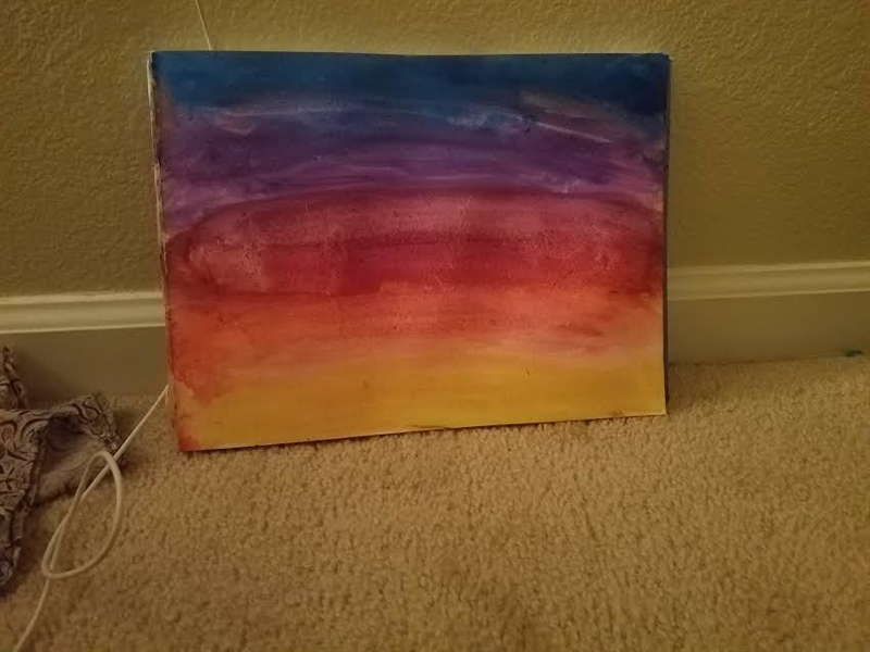 HELP!!! I was trying to paint a watercolor sunset, but messed up in the middle? Does-example-1