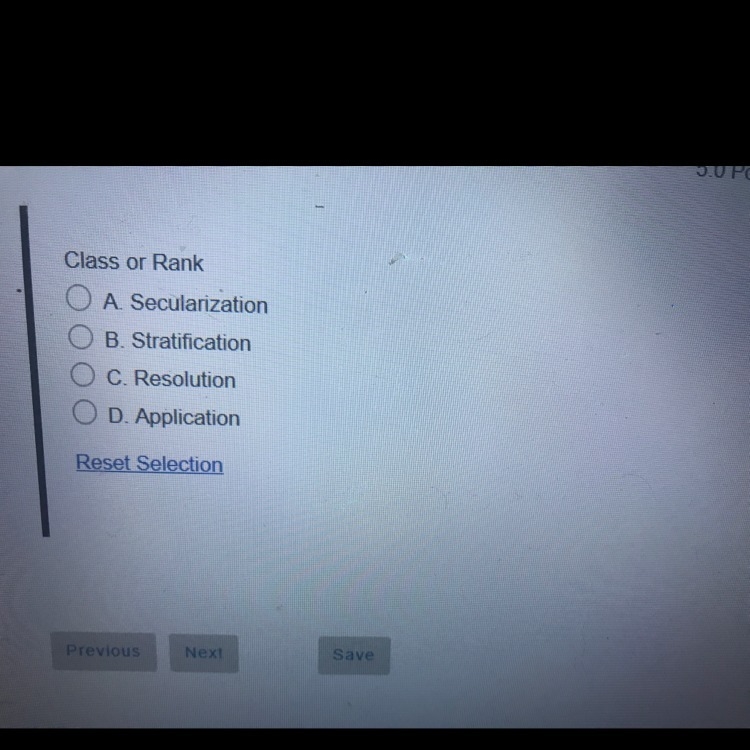 Class or rank A secularization B stratification C resolution D application-example-1