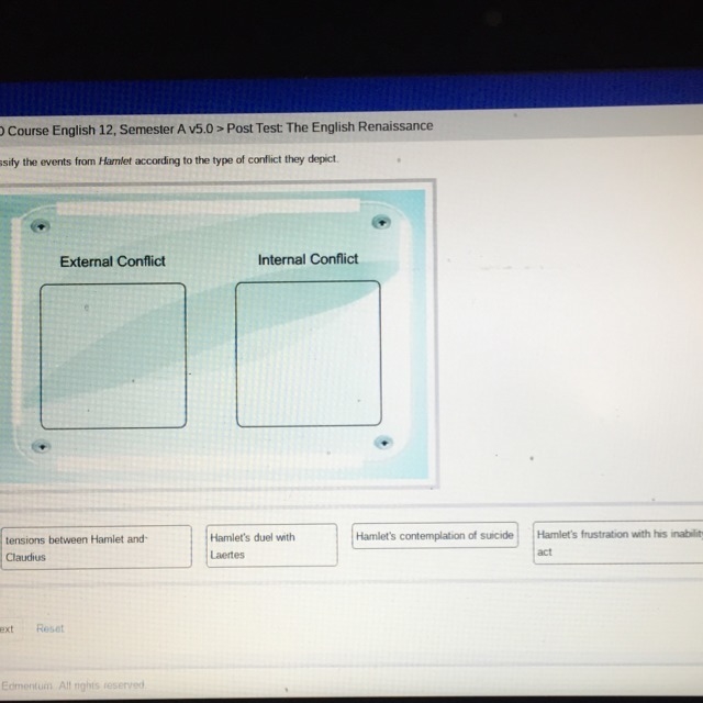 Classify the events from hamlet according to the type of conflict they depict-example-1