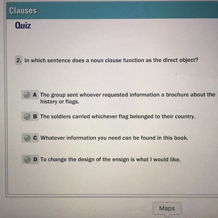 In which sentence does a noun clause function as the direct object-example-1