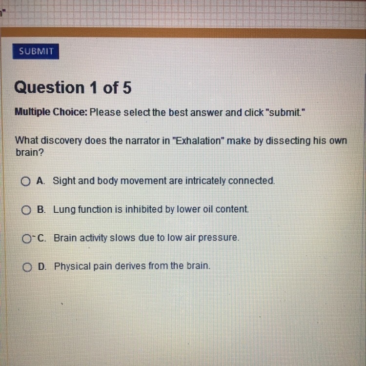 What discovery does the narrator in exhalation make by dissecting his own brain?-example-1