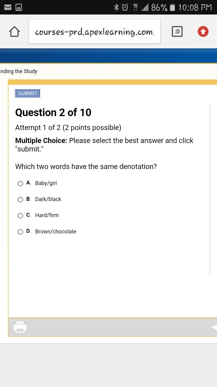 Which two words have the same denotation?-example-1