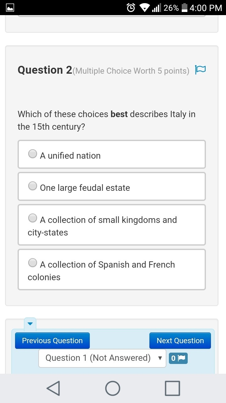 Which of these choices best describes Italy in the 15th century?-example-1