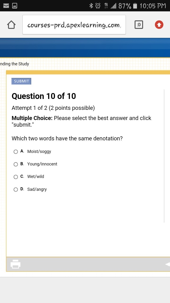 Which two words have the same denotation?-example-1