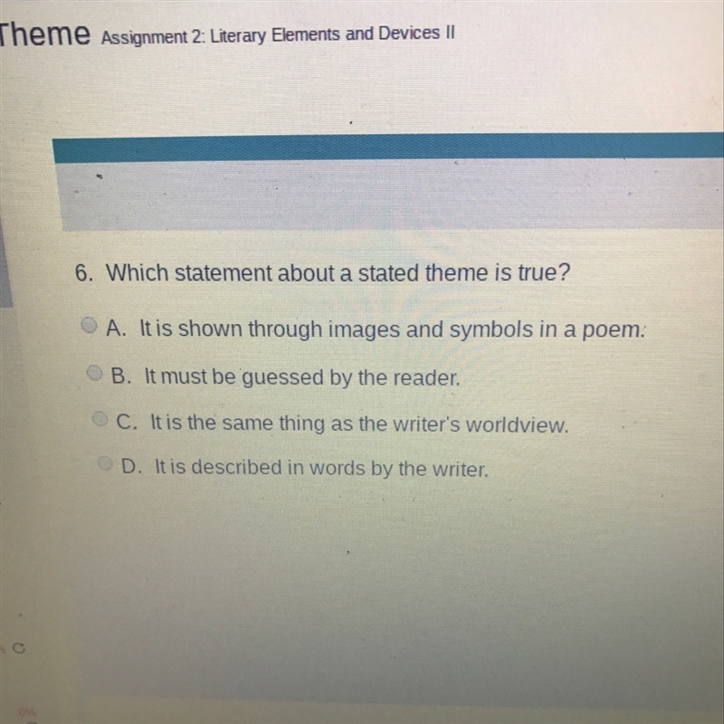 Which statement about a stated theme is true?-example-1