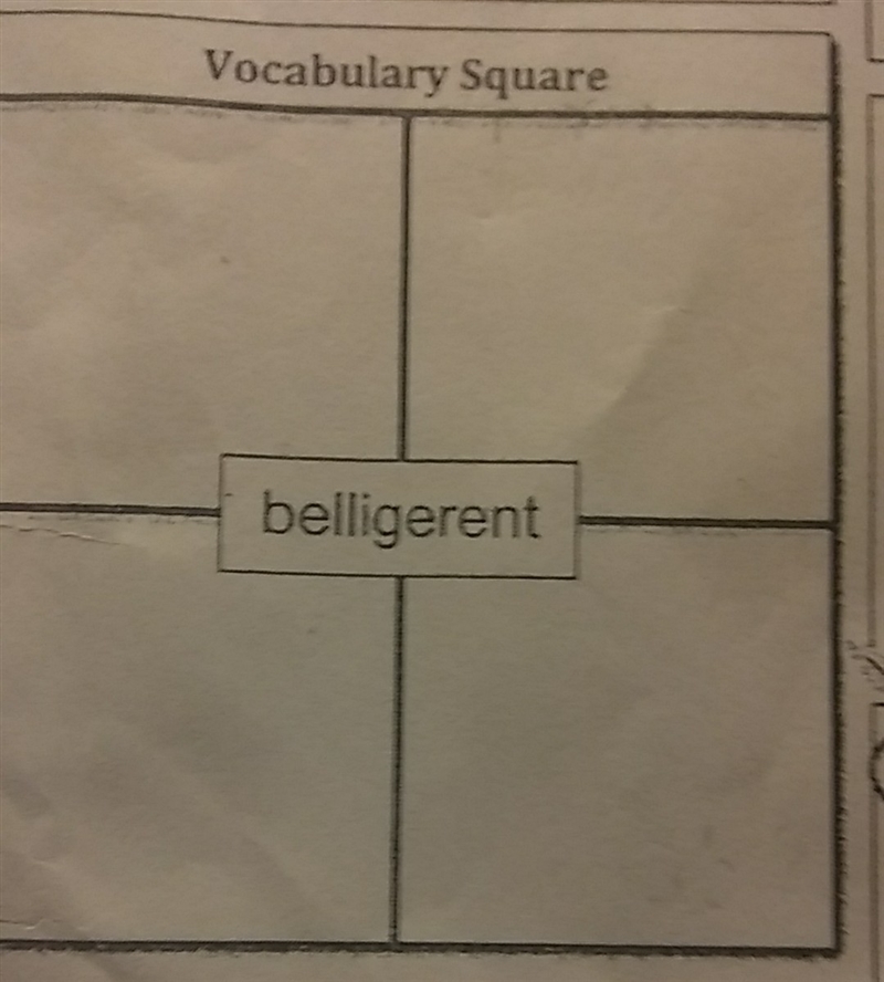 Need help vocabulary square belligerent I can't take a picture so need 4 answers-example-1