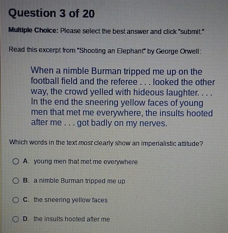 Read this excerpt from " shooting an elephant " by george orwell : when-example-1