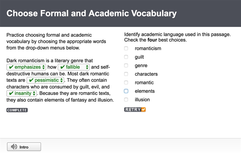 Identify academic language used in this passage. Check the four best choices. romanticism-example-1