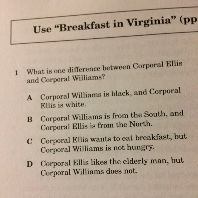 What is one difference between corporal ellis and corporal williams-example-1