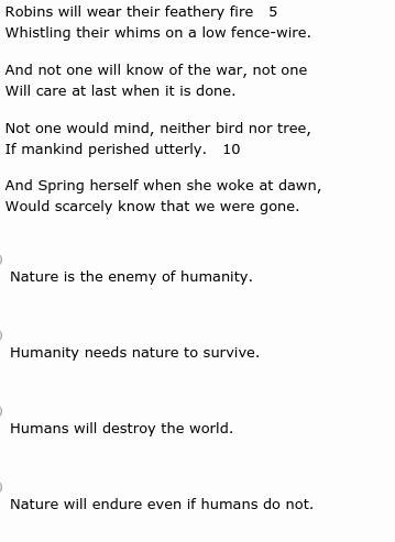 Read the poem “There will Come Soft Rain” by Sara Teasdale (1884–1933). Which is the-example-1