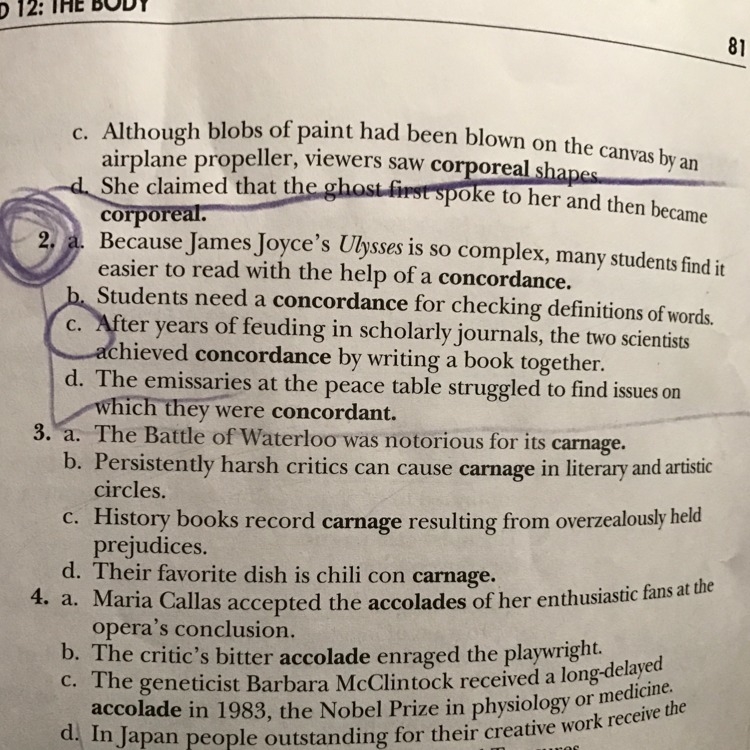 Circle the letter of the sentence in which the word in bold-faced type is used correctly-example-1