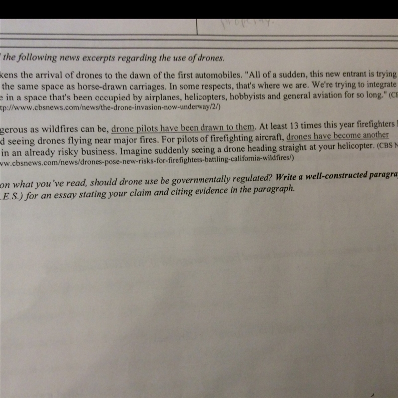 Should drone use be governmentally regulated? write a well constructed paragraph.-example-1