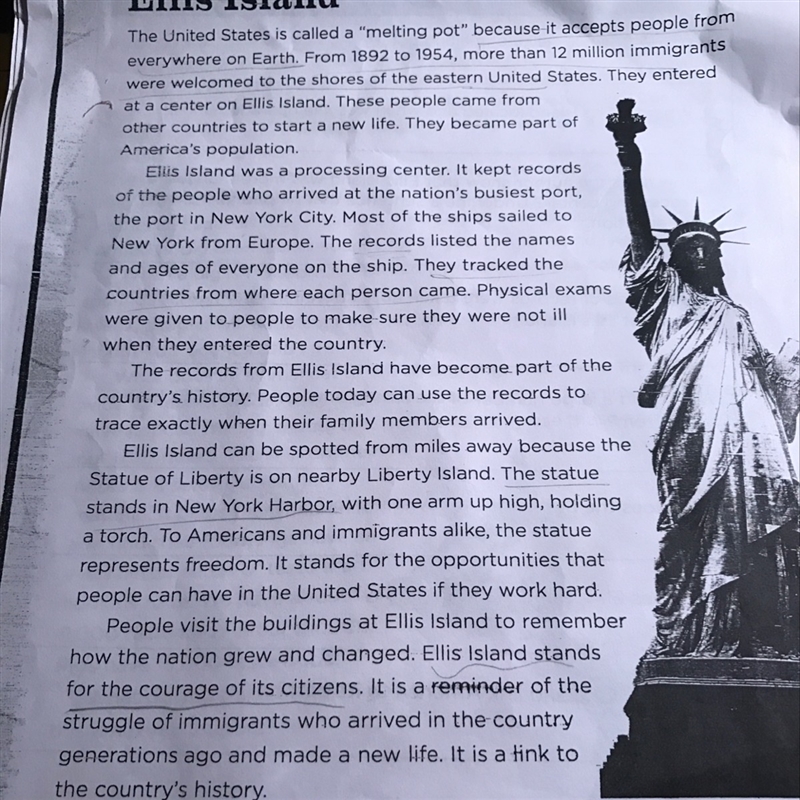 1. Why is America called a melting pot? 2. Where is Ellis Island located and when-example-1