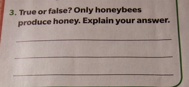 True or false? Only honeybees produce honey.explain your answer-example-1