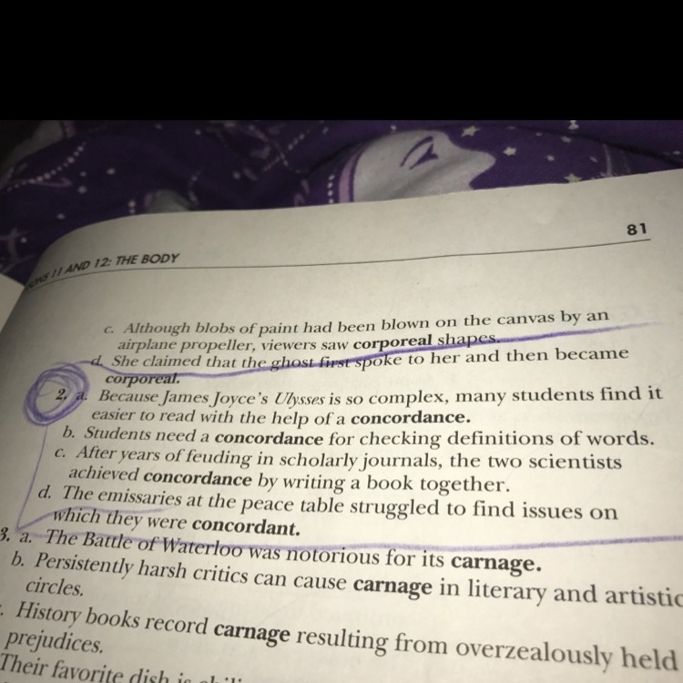 Circle the letter of the sentence in which the word in bold-faced type is used correctly-example-1