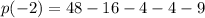 p( - 2) = 48 - 16- 4 - 4- 9