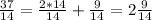 (37)/(14) = (2*14)/(14) + &nbsp;(9)/(14) = 2(9)/(14)