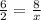 (6)/(2) = (8)/(x)