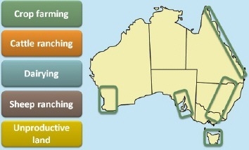 People use the land circled on the map above for __________. A. sheep ranching B. crop-example-1