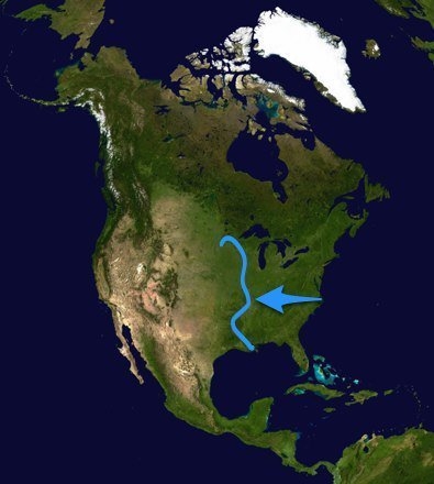 The blue line on this map represents what river? A) Colorado B) Mississippi C) Missouri-example-3