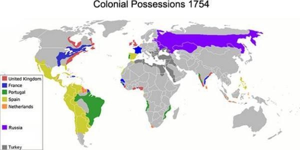 Based on this map, which of the following statements about colonization during the-example-1