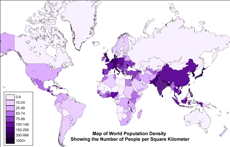 According to the map below, approximately how many people are there per square kilometer-example-1