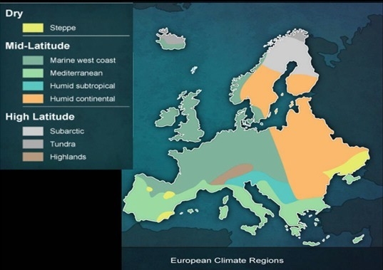 According to the climate map above, the__________have a highland climate. A. Pyrenees-example-1