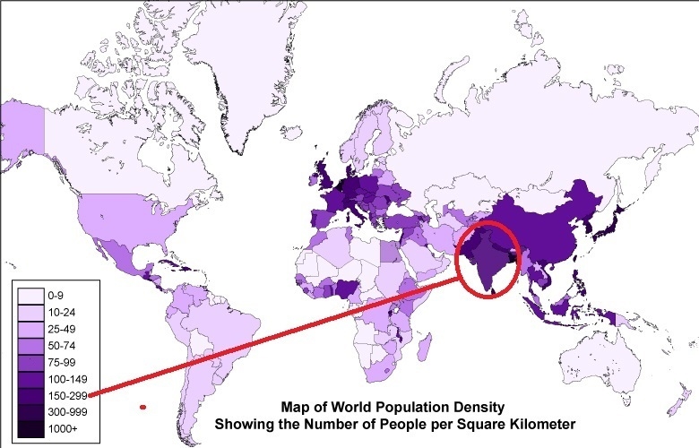 According to the map below, approximately how many people are there per square kilometer-example-1