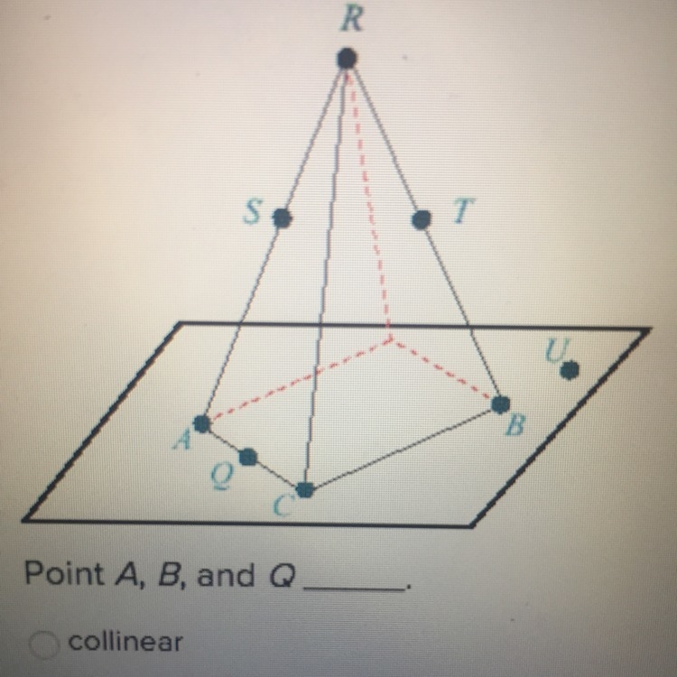 Point A,B,Q _____. A collinear B coplanar C both D neither-example-1