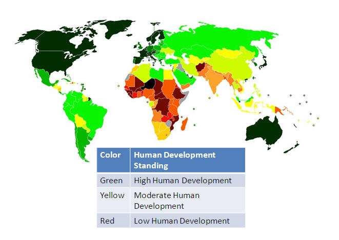 Based on the map above, which of the following continents are the most developed? Note-example-1