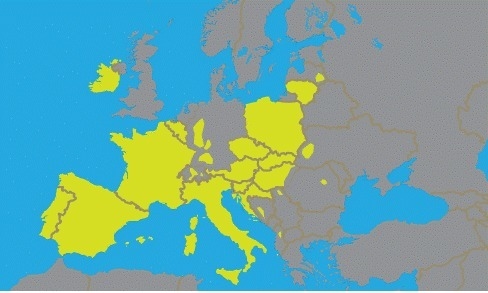 The yellow region in the map below shows which predominant religion of Europe? A.) Eastern-example-1