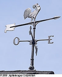 There is a thunderstorm to the west of your location. Below is your wind vane. Are-example-1