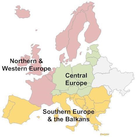 According to this map, which nation is considered part of central Europe? I really-example-1