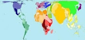 The image shown is a cartogram displaying the projected population of the world in-example-1