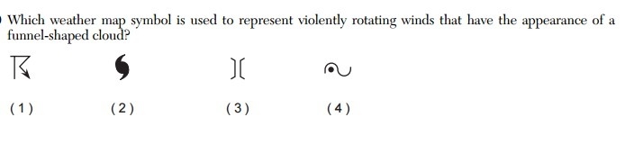 Which weather map symbol is used to represent violently rotating winds that have the-example-1